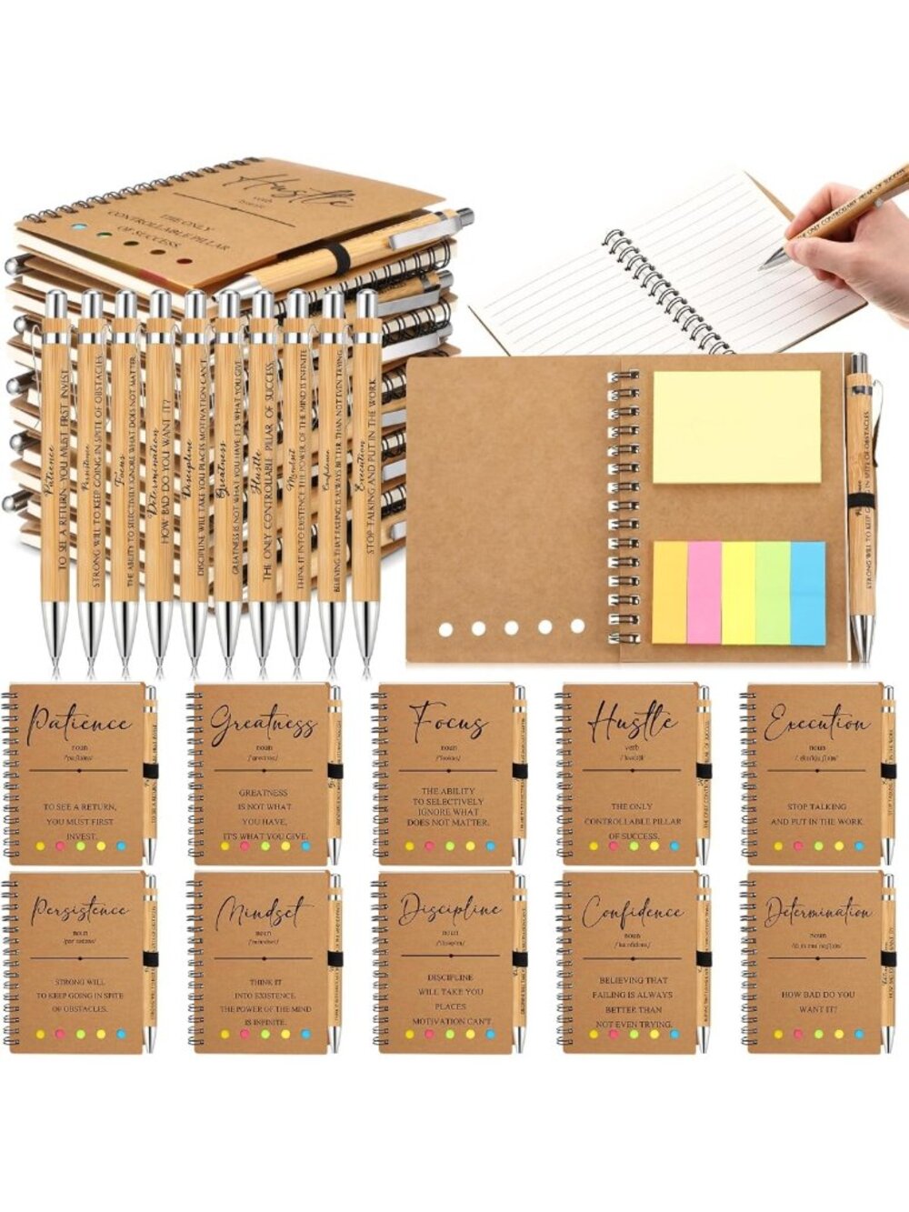 40 Pcs Inspirational Notebooks with Pens - Motivational Bulk Set for Students